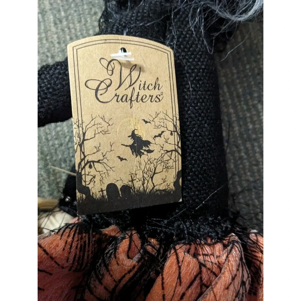 Witch Crafters Shelf Sitter Halloween Figure Black Orange Dress Broom Decor